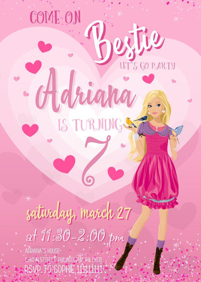Barbie Pink customizable invitation template | Share or Print | girl | QQ419