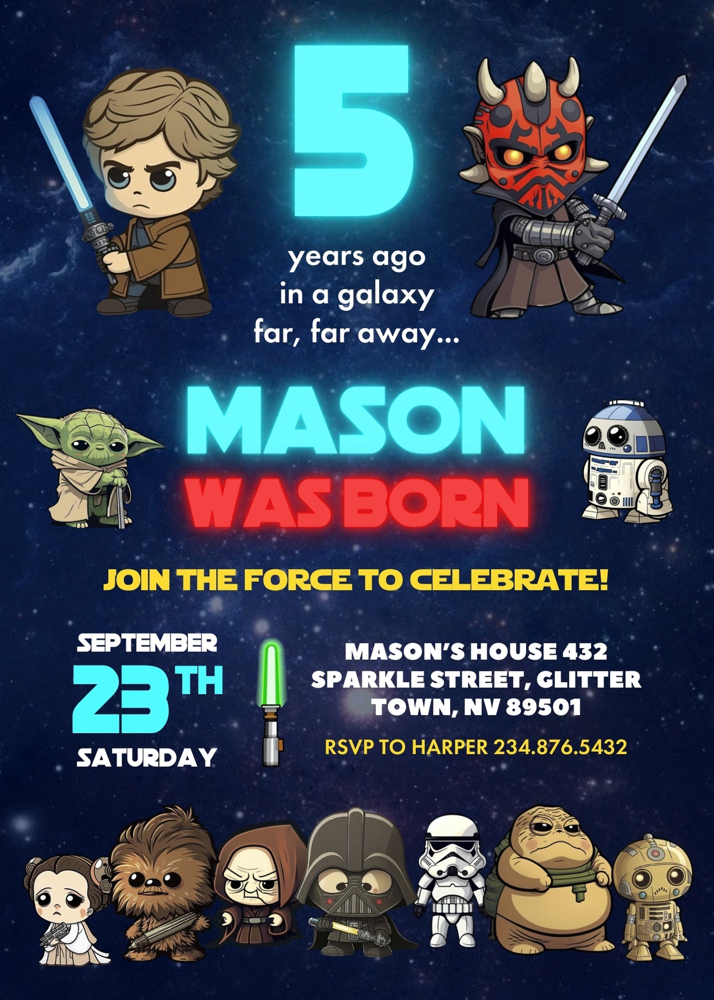 Star Wars Darth Vader customizable invitation template | Share or Print | boy | GF730