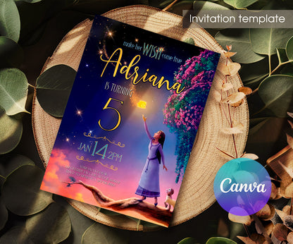 Wish Magic Asha customizable invitation template | Share or Print | girl | HA743