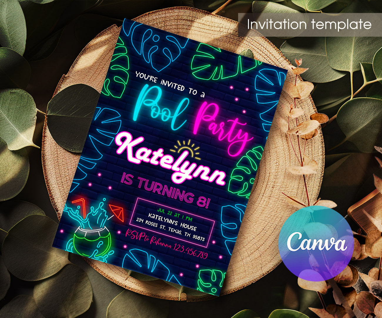 Pool Party customizable invitation template | Share or Print | NB597