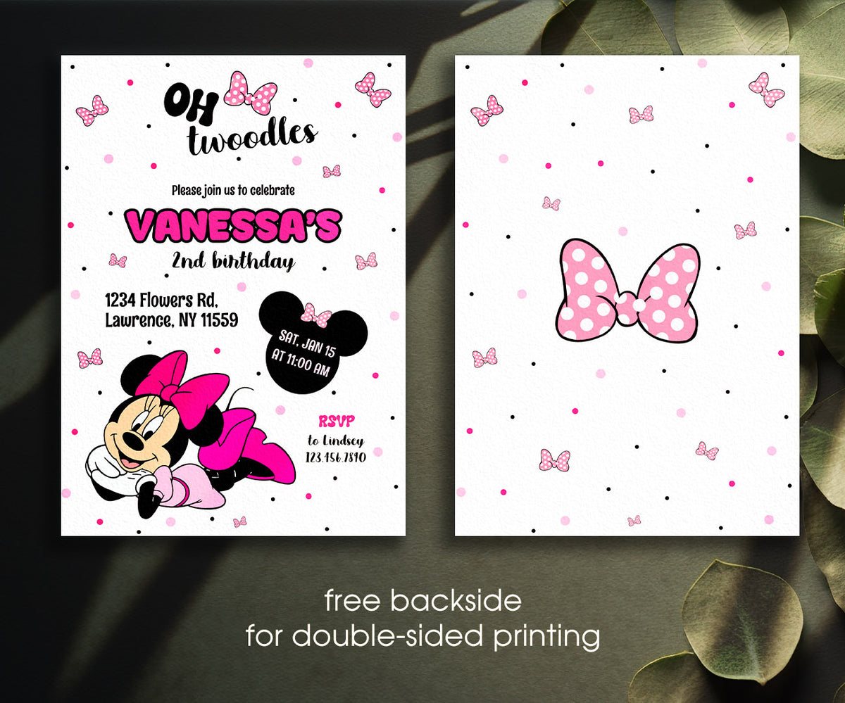 Minnie Mouse Disney Mickey customizable invitation template | Share or Print | girl | EE851