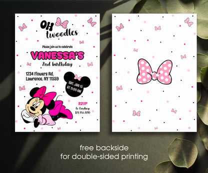 Minnie Mouse Disney Mickey customizable invitation template | Share or Print | girl | EE851