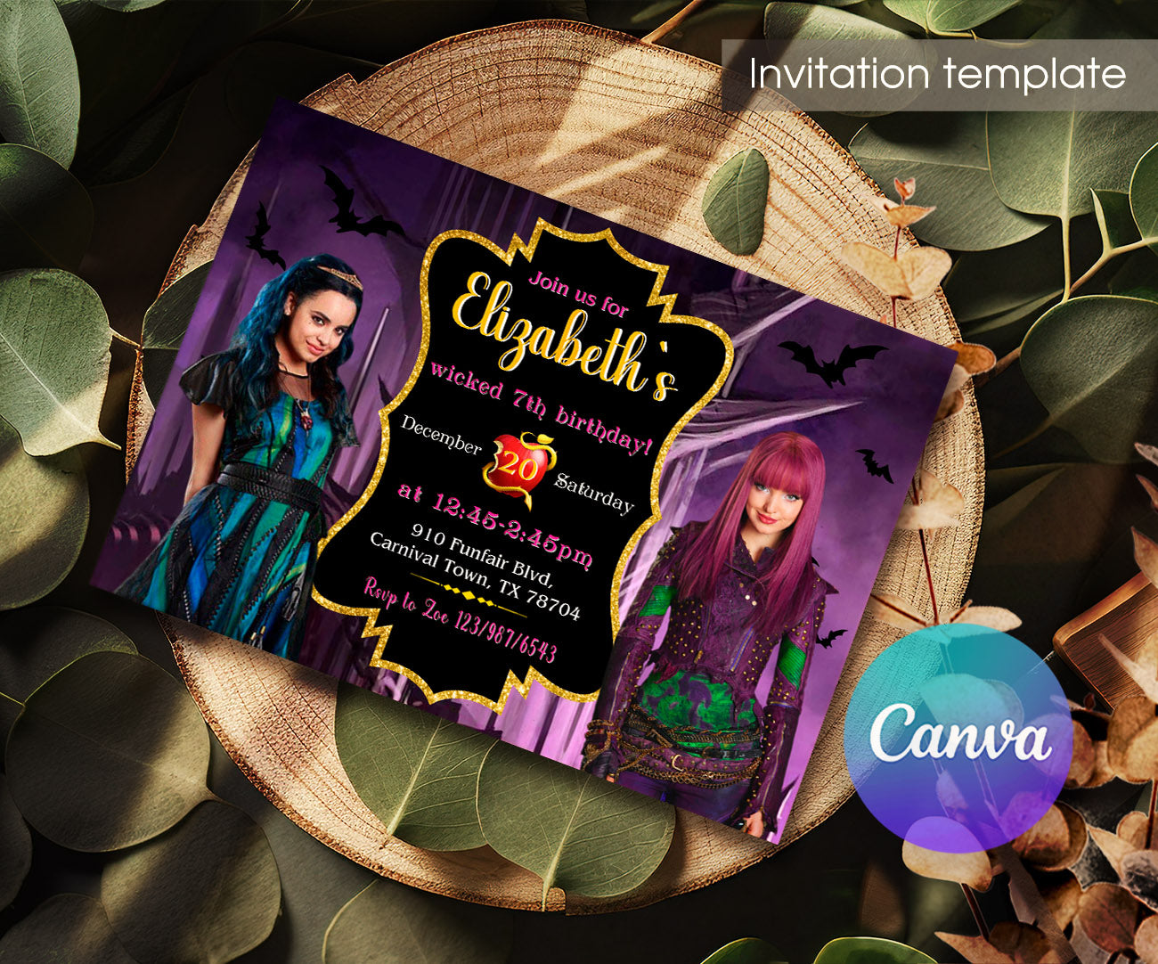 Descendants Disney customizable invitation template | Share or Print | RH236