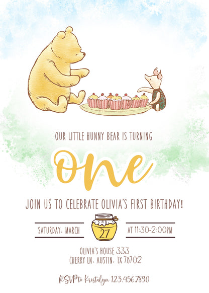 Winnie the Pooh customizable invitation template | Share or Print | KZ016