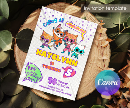 SuperKitties customizable invitation template | Share or Print | FZ781