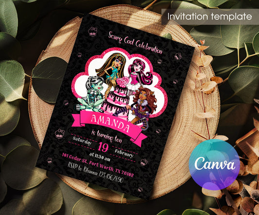 Monster High customizable invitation template | Share or Print | girl | EJ727