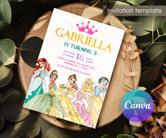 Disney Princess customizable invitation template | Share or Print | girl | CC938