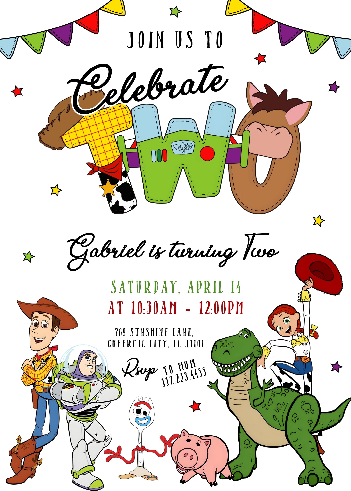 Toy Story Woody customizable invitation template | Share or Print | JD845