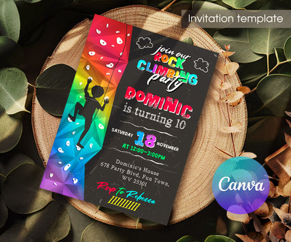 Rock Climbing customizable invitation template | Share or Print | OI337