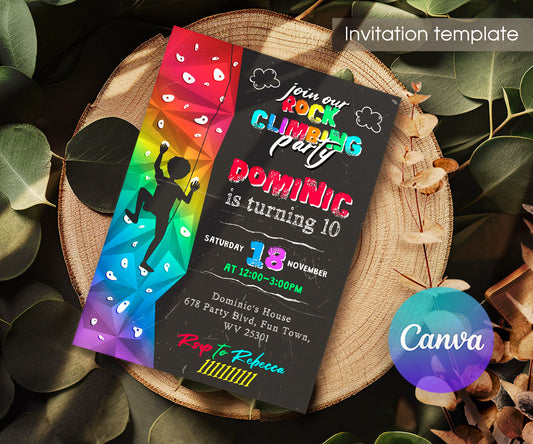 Rock Climbing customizable invitation template | Share or Print | OI337