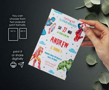 Avengers Marvel Superhero customizable invitation template | Share or Print | boy | BX952