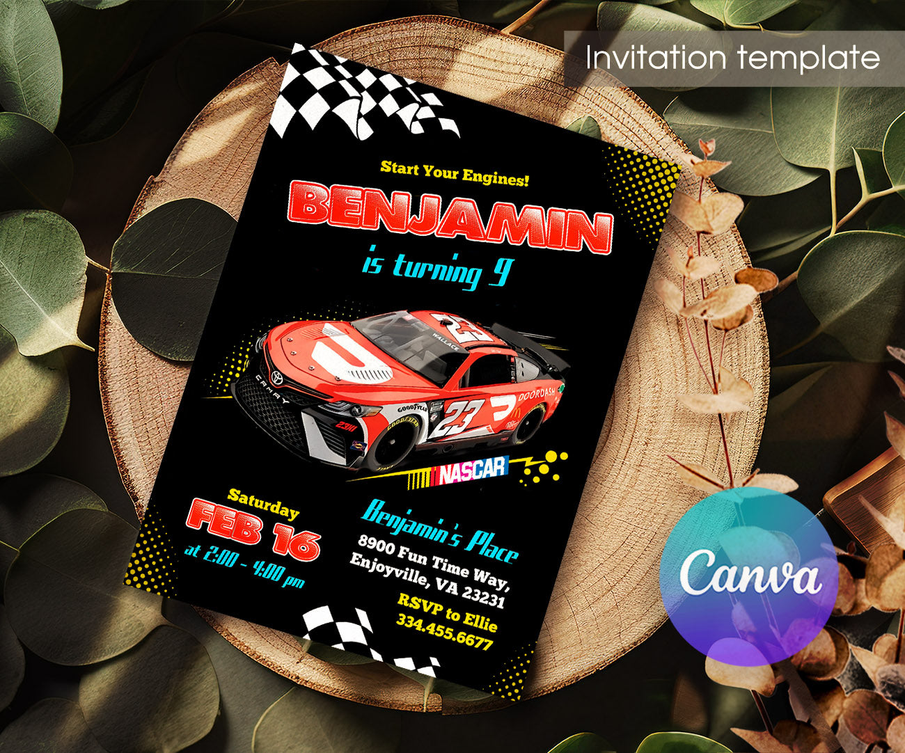 Nascar Racing Ricky Bobby customizable invitation template | Share or Print | boy | VK050