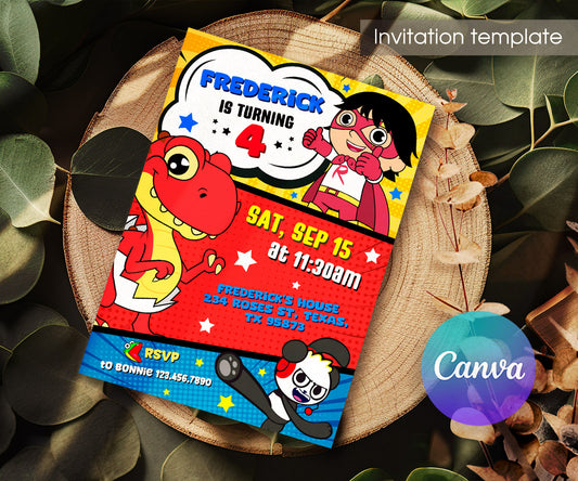 Ryan's World customizable invitation template | Share or Print | WC295