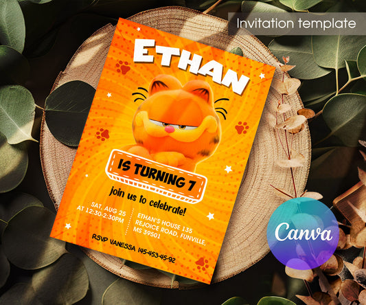 Garfield Orange Cat customizable invitation template | Share or Print | boy | FG920