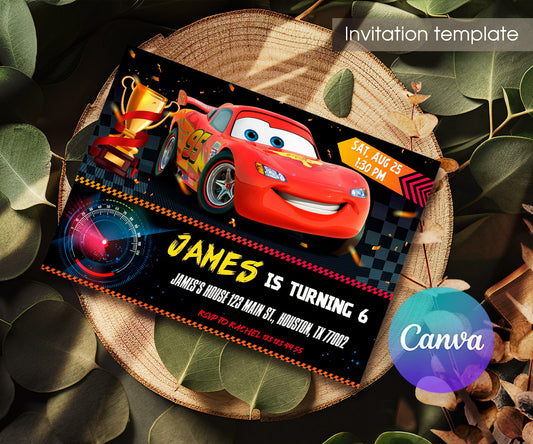 Cars Lightning McQueen customizable invitation template | Share or Print | boy | US905