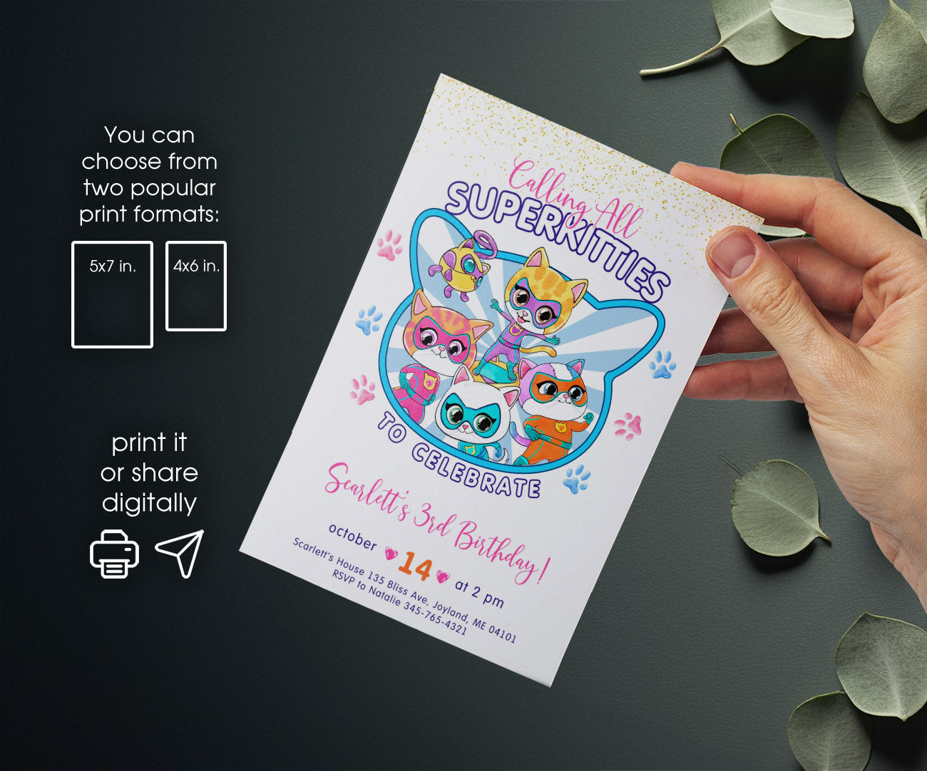 SuperKitties customizable invitation template | Share or Print | WQ833