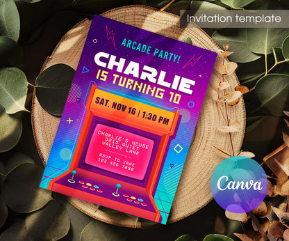 Arcade Gamer customizable invitation template | Share or Print | NI310