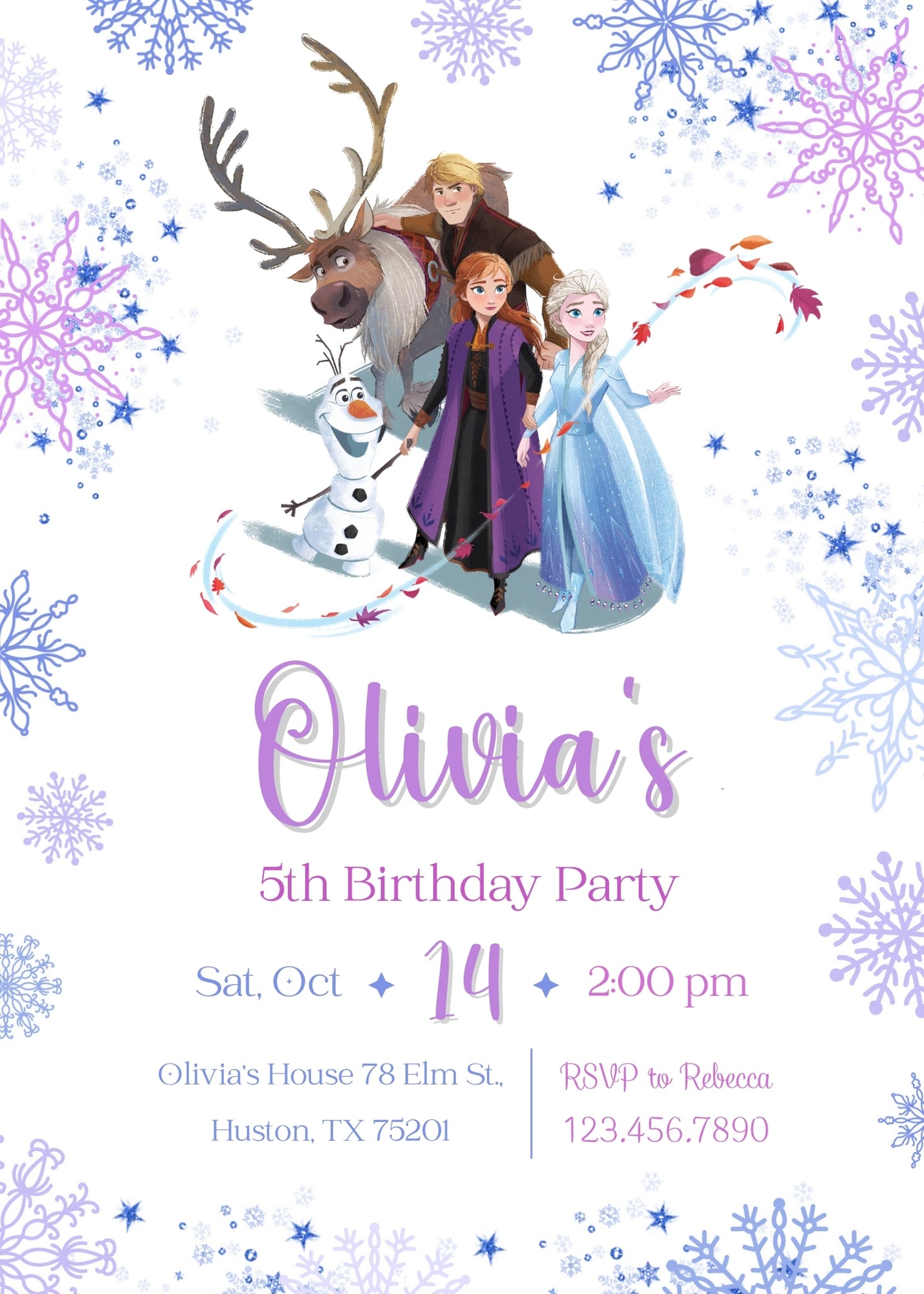Frozen Elsa customizable invitation template | Share or Print | girl | NH009