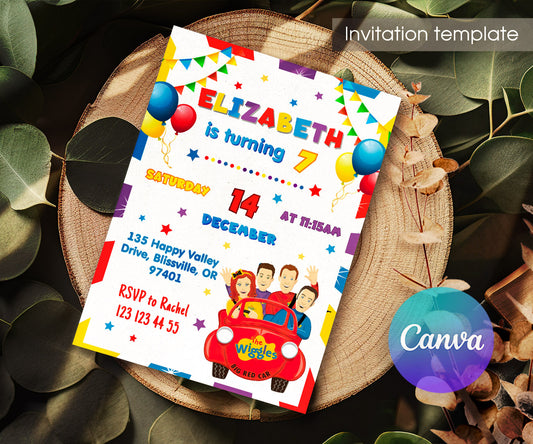 Wiggles One Finger One Thumb customizable invitation template | Share or Print | KZ804