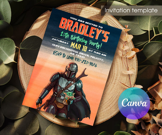 The Mandalorian Star Wars Grogu customizable invitation template | Share or Print | boy | OL956