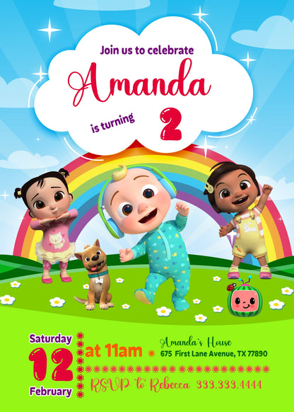 Cocomelon customizable invitation template | Share or Print | VU255