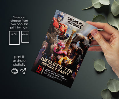 Transformers One Rescue Bots customizable invitation template | Share or Print | boy | XW256