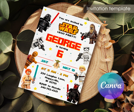 Star Wars Darth Vader Lego Minifigures customizable invitation template | Share or Print | AL237