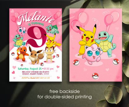 Pokemon Pikachu customizable invitation template | Share or Print | YW103