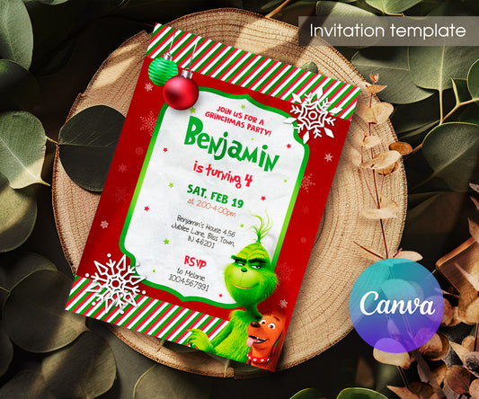 The Grinch  Merry Grinchmas customizable invitation template | Share or Print | PU426