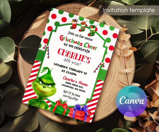 The Grinch  Merry Grinchmas customizable invitation template | Share or Print | SH696