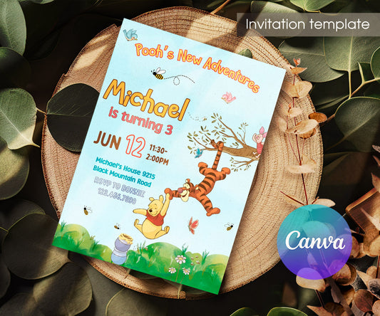 Winnie the Pooh customizable invitation template | Share or Print | WS198