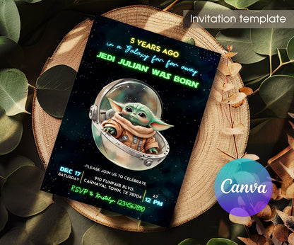 Baby Yoda Grogu Star Wars Mandalorian customizable invitation template | Share or Print | boy | ER642