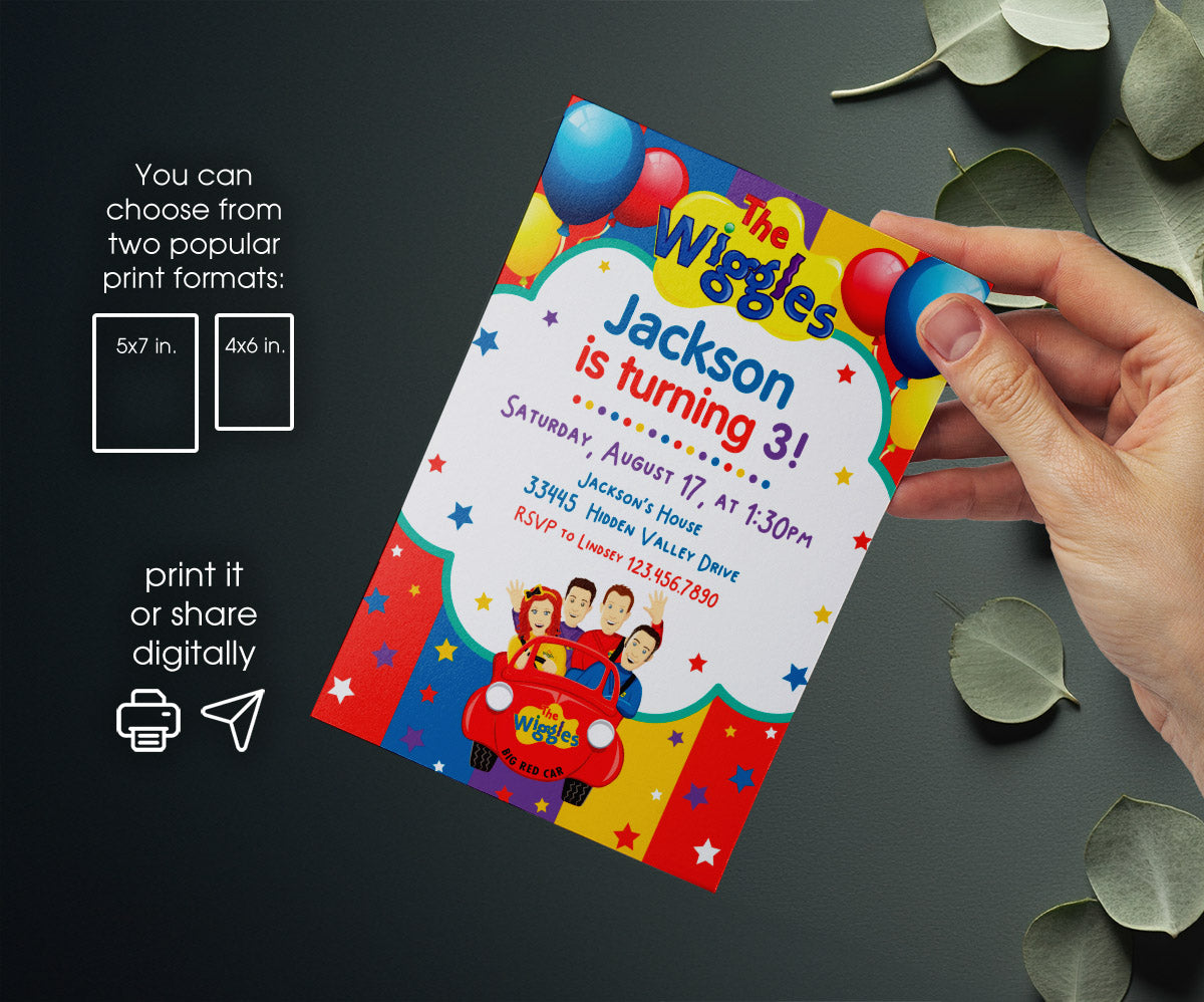 Wiggles One Finger One Thumb customizable invitation template | Share or Print | SV681