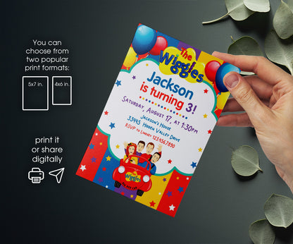 Wiggles One Finger One Thumb customizable invitation template | Share or Print | SV681