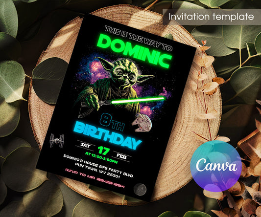 Star Wars Yoda customizable invitation template | Share or Print | KH634