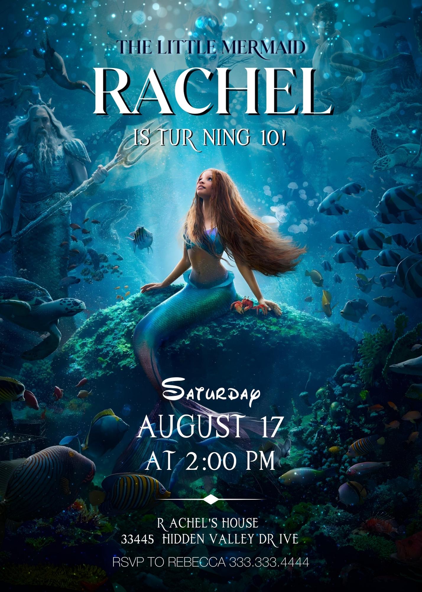 The Little Mermaid Ariel customizable invitation template | Share or Print | girl | VN633