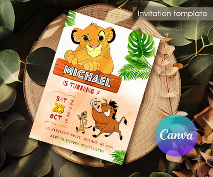 Lion King Simba customizable invitation template | Share or Print | AF068