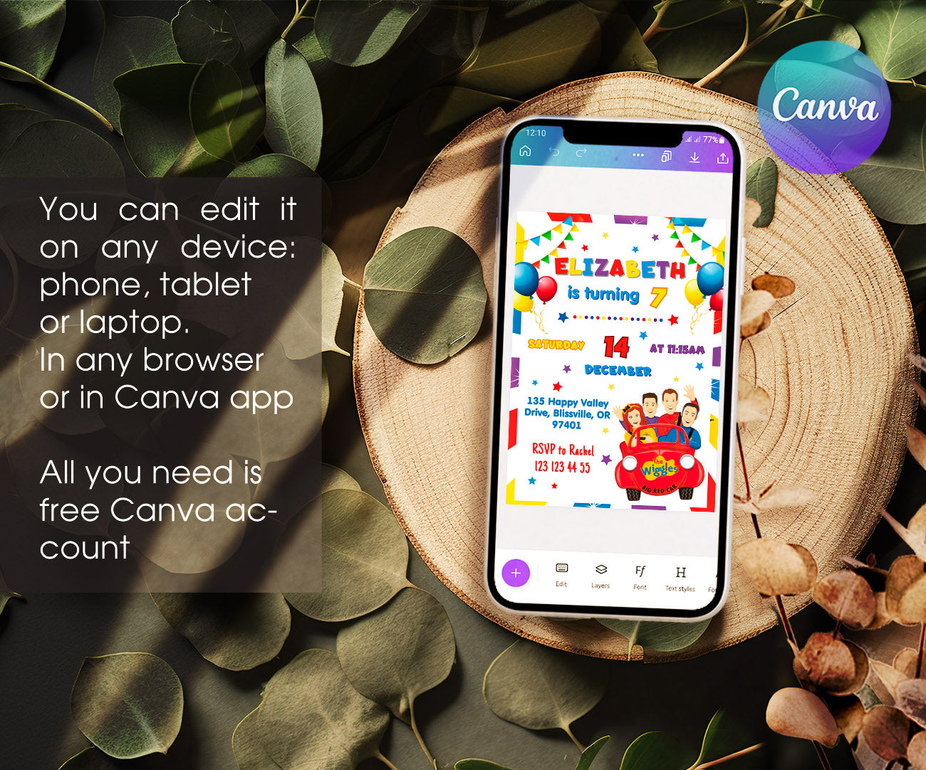 Wiggles One Finger One Thumb customizable invitation template | Share or Print | KZ804