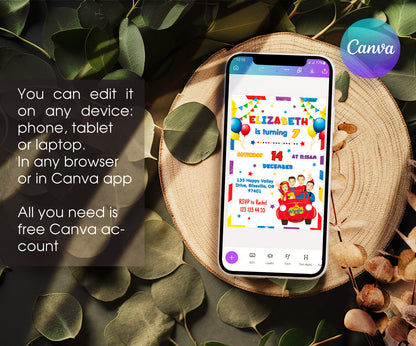 Wiggles One Finger One Thumb customizable invitation template | Share or Print | KZ804