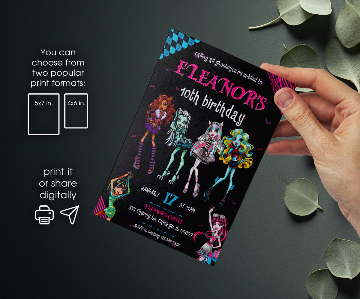 Monster High customizable invitation template | Share or Print | girl | FX848