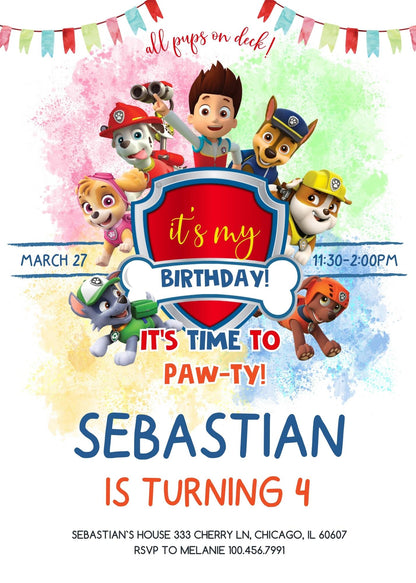 PAW Patrol customizable invitation template | Share or Print | SN563