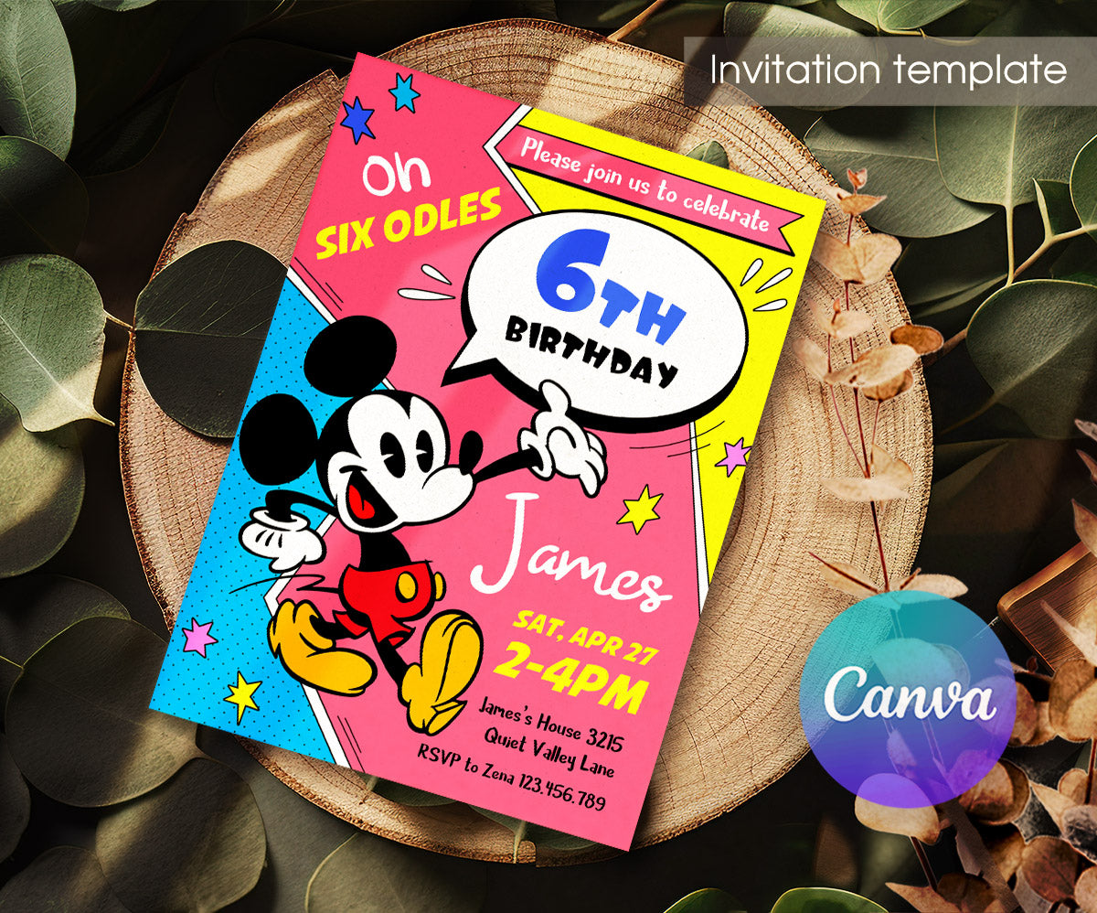 Mickey Mouse and Friends customizable invitation template | Share or Print | SC866