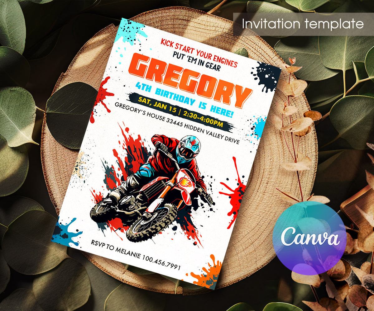 Motocross Extreme customizable invitation template | Share or Print | JX297