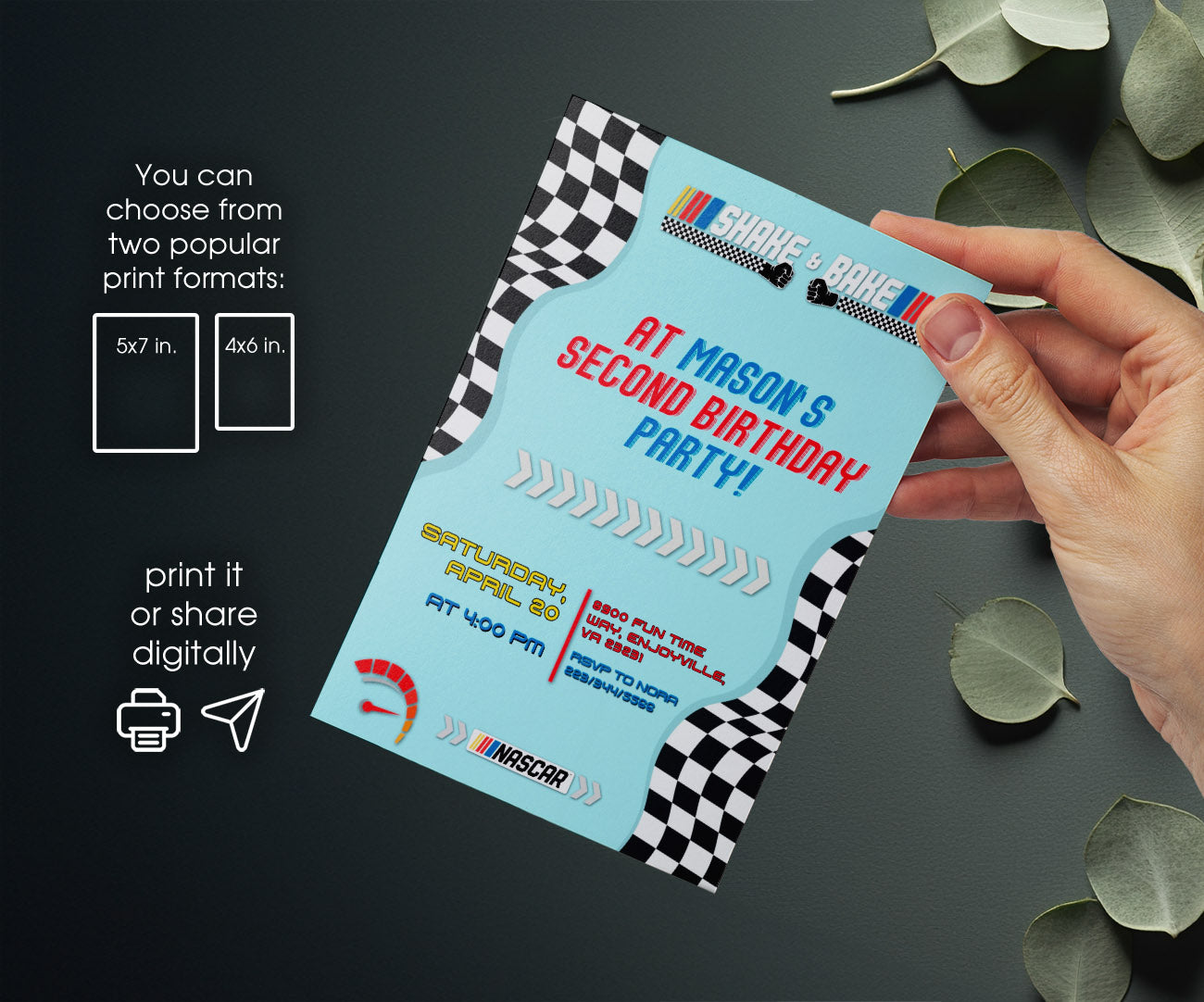 Nascar Racing Ricky Bobby customizable invitation template | Share or Print | boy | GH303