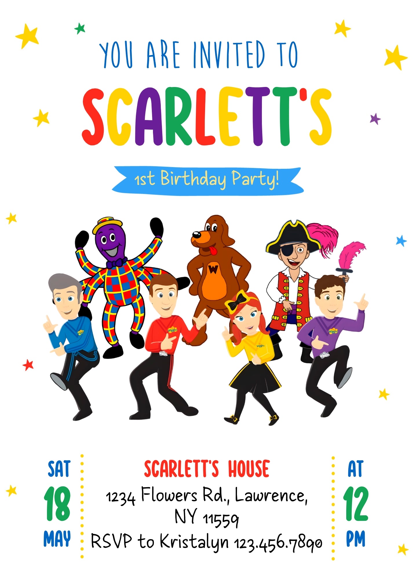 Wiggles One Finger One Thumb customizable invitation template | Share or Print | OP606