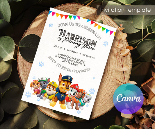 PAW Patrol customizable invitation template | Share or Print | ZE289