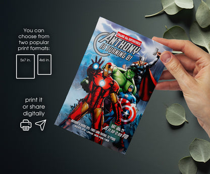 Avengers Marvel Superhero customizable invitation template | Share or Print | boy | CH529