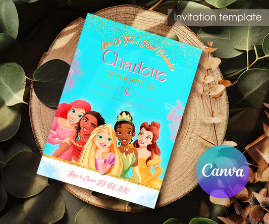 Disney Princess customizable invitation template | Share or Print | girl | UA976