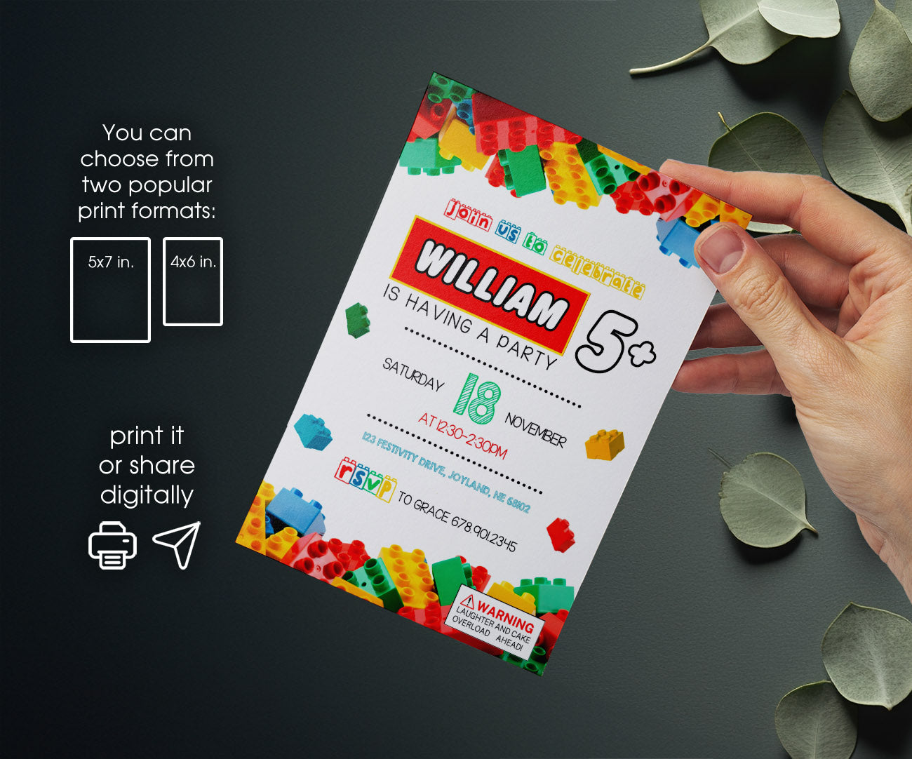 Lego customizable invitation template | Share or Print | NO947