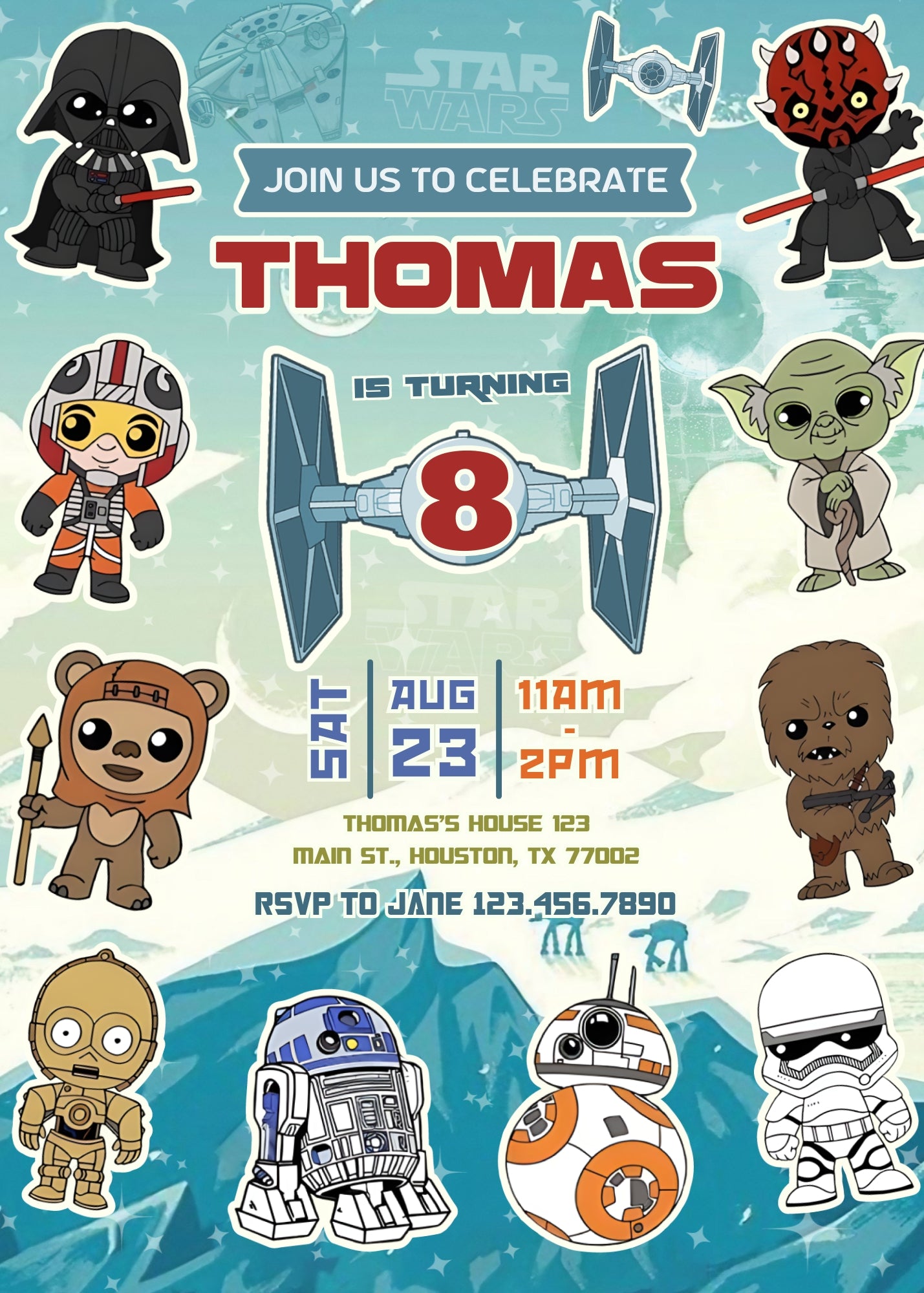 Star Wars Darth Vader customizable invitation template | Share or Print | boy | OV031